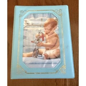 Baby Boy Photo Album 100 Slip in Pockets 3 1/2" x 5 1/4" Soft Padded Cover Blue